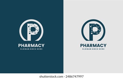 Pharmacy Letter P Logo design vector. Clinic Medicine health Logotype concept.