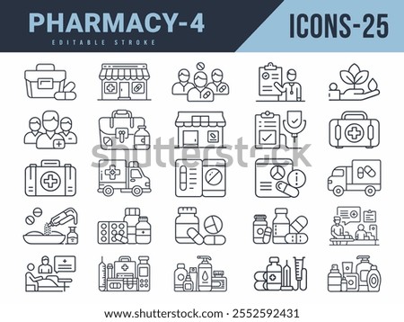 Pharmacy Line Editable Icons big set. Vector illustration in modern thin line style of Pharmacy icons.