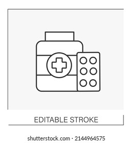  Pharmacy Line Icon. Pharmacist. Store, Preserve And Provide Medicine. Professions Concept. Isolated Vector Illustration.Editable Stroke