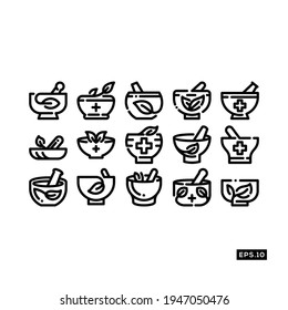 Pharmacy Line Icon set. Herbal care Icon Vector