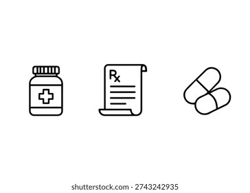 Pharmacy line icon set vector
Vector set of icons on a white background