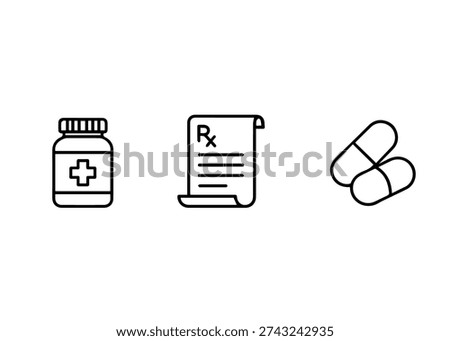 Pharmacy line icon set vector
Vector set of icons on a white background