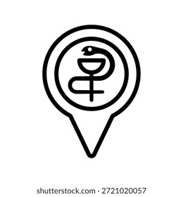 Apotheke Standort Symbol, Linie Vektorgrafiken