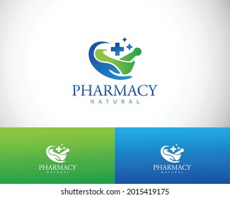 pharmacy logo creative design concept health care nature hand