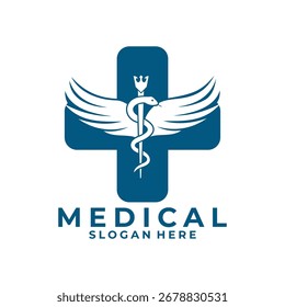 Plantilla de Vector de icono de diseño de logotipo de farmacia. Plantilla de Vector de diseño de logotipo médico de salud