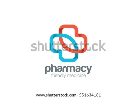 Pharmacy Logo eco green cross design vector template.
Clinic Medicine Logotype concept icon