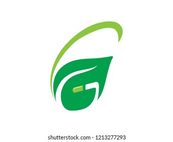 Pharmacy logo with green leaf