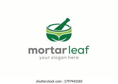 Pharmacy logo icon mortar leaf vector template