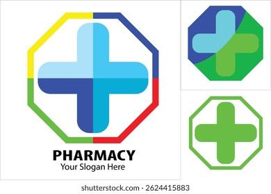 Pharmacy logo icon vector illustration design template. Vector Logo Illustration Pharmacy Colorful Style.