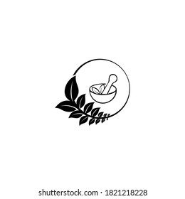 pharmacy logo icon vector template. ortar and pestle sign. Herbal medicine concept. Isolated. Flat style.