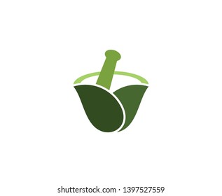 Pharmacy logo leaf icon mortar 