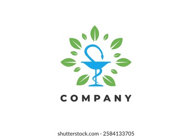 pharmacy logo with leaf nature and herbal pound