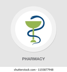 Pharmacy Logo Medicine green caduceus symbol abstract design vector template. Eco bio natural Medical clinic Logotype concept icon
