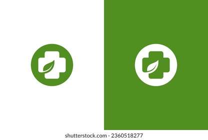 Pharmacy Logo Medicine green cross abstract design vector template. Eco bio natural Medical clinic infinity loop Logotype concept icon.