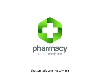 Pharmacy Logo Medicine green cross abstract design vector template.
Eco bio natural Medical clinic infinity loop Logotype concept icon.