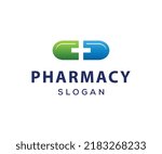 Pharmacy Logo. Modern Pill, Drug Logo Template.