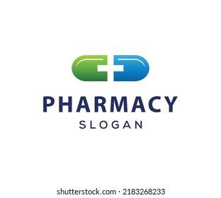 Pharmacy Logo. Modern Pill, Drug Logo Template.