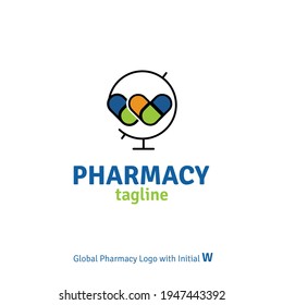 Pharmacy Logo Start With W Represents Global Pharmaceutical Company