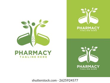 pharmacy logo vector, logo design pharmacy, herbal medicine treatment logo