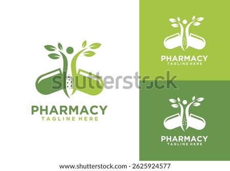 pharmacy logo vector, logo design pharmacy, herbal medicine treatment logo