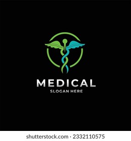 Pharmacy logotype with wings symbol vector