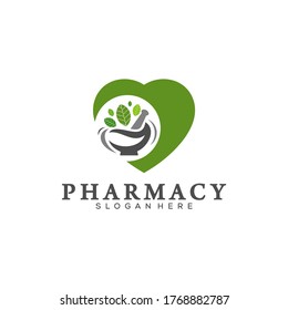 Plantilla de diseño de logotipo de farmacia con amor, vector de logotipo de farmacia médica, símbolo de icono