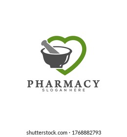 Pharmacy with Love Logo Design Template, Medical Pharmacy Logo Vector, Icon Symbol