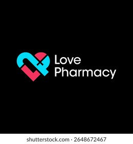 pharmacy love medicine logo design with initial LP