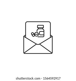 pharmacy mail - minimal line web icon. simple vector illustration. concept for infographic, website or app.