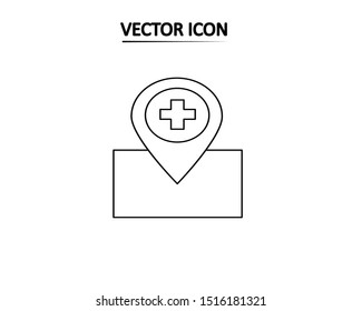 Pharmacy map pin symbol vector icon illustration