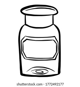 Pharmacy medical bottle  drug hand drawn vector illustration 