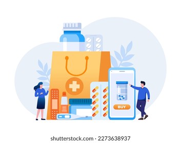 Pharmacy medical drugs, medicine, drugstore, healthcare, flat vector illustration banner and background	