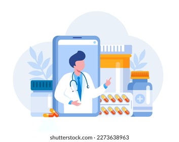 Pharmacy medical drugs, medicine, drugstore, healthcare, flat vector illustration banner and background