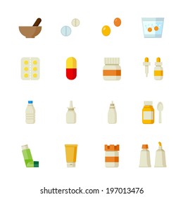 Pharmacy and Medical Icons : Flat Icon Set for Web and Mobile Application 