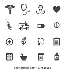 pharmacy and medical icons, mono vector symbols