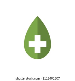 pharmacy medical logo icon with leaf and cross concept vector template