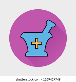 Pharmacy and Medicine button Icon. On gray background.