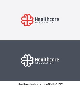 Pharmacy, medicine and healthcare logo concept with image of four hearts with light and dark backgrounds