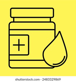 pharmacy medicine icon simple, line vector isolated on yellow background. trendy and modern design