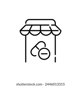 Icono de App móvil de farmacia. Pastillas, tabletas y cápsulas. Fácil pedido de medicamentos en smartphones. Icono de Vector editable