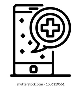 Pharmacy on a smartphone map icon. Outline pharmacy on a smartphone map vector icon for web design isolated on white background
