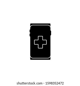 Pharmacy on a smartphone map icon. Outline pharmacy on a smartphone map vector icon for web design isolated on white background