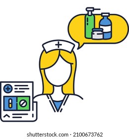 Icono de farmacia en línea. El farmacéutico vector ofrece píldoras. Aplicación de tienda Pharma, farmacia comprando en internet y servicio de entrega. Medicina y atención de la salud