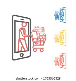 Pharmacy Online. Zeilensymbol. Bestellen von Medikamenten. Vektorzeichen für Web-Grafiken.