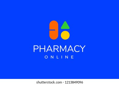 Pharmacy online logo template with type of abstract logo can use for corporate brand identity, pharmacy, medical, hospital