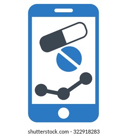 Pharmacy Online Report vector icon. Style is bicolor flat symbol, smooth blue colors, rounded angles, white background.