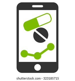 Pharmacy Online Report vector icon. Style is bicolor flat symbol, eco green and gray colors, rounded angles, white background.