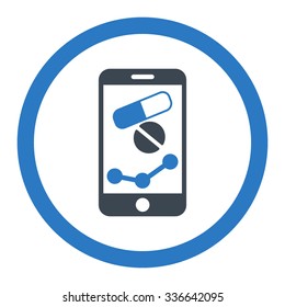 Pharmacy Online Report vector icon. Style is bicolor flat rounded symbol, smooth blue colors, rounded angles, white background.
