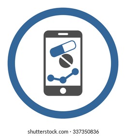 Pharmacy Online Report vector icon. Style is bicolor flat rounded symbol, cobalt and gray colors, rounded angles, white background.
