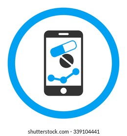 Pharmacy Online Report vector icon. Style is bicolor flat rounded symbol, blue and gray colors, rounded angles, white background.